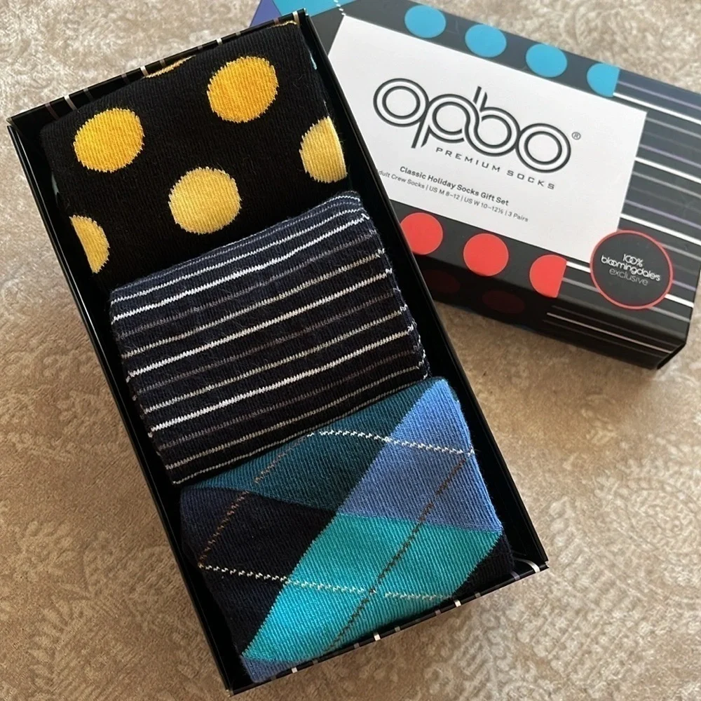 Brand New Men’s Dress Socks Colorful Argyle Patterned Cotton 3 Pack Gift Box